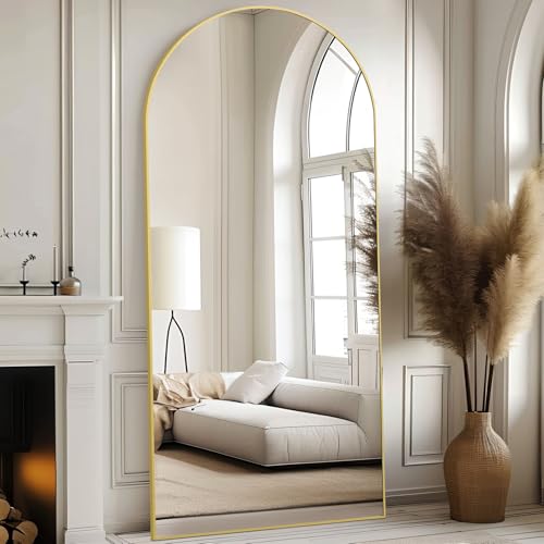 Arched Full Length Mirror, 76"x34" Oversized Floor Mirror, Gold - color: Gold-arch, size: 76"L x 34"W