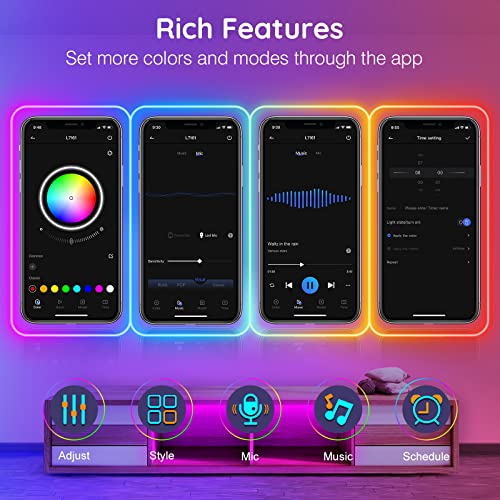 AILBTON 32.8FT Neon Rope Lights, RGB LED Strip Lights, Waterproof IP67 LED Lights for Bedroom, DIY Design, Music Sync, Remote Control, Multiple Modes for Bedroom - size: 32.8FT