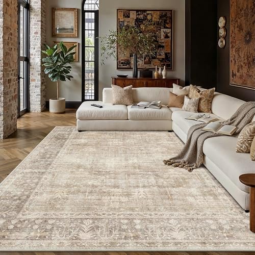 HUGEAR Beige 8x10 Neutral Area Rugs for Living Room - color: Vintage Beige, size: 8' x 10' (Rectangular)