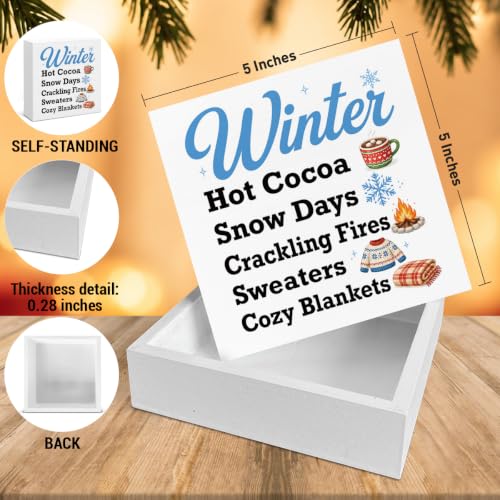 Winter Christmas Decorations, Seasonal Holiday Wooden Sign Decor 5x5 Inch - color: Tub-6