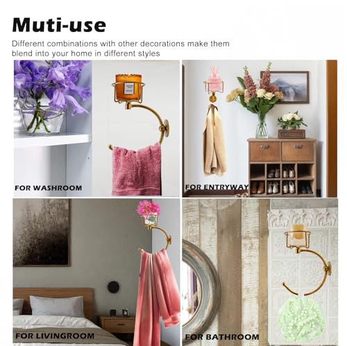 Hand Towel Holder with Vintage Candle Holder for Wall, Towel Hook for Bathroom Wall, Rustic Towel Ring with Elegent Candle Holder, Sturdy Wall Mounted Hanger for Bathroom - color: Antique