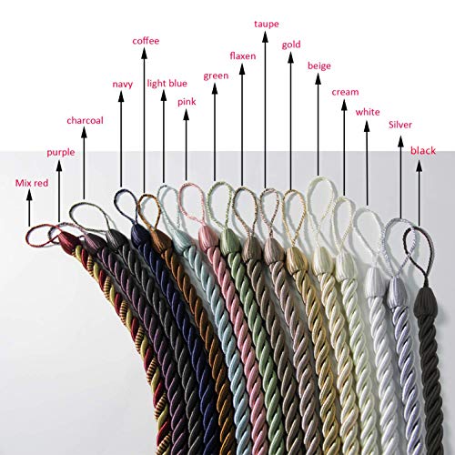 BEL AVENIR Curtain Tiebacks Ropes Tie-Backs,Handmade Holdbacks(Black,2P) - color: Black, size: 2pack