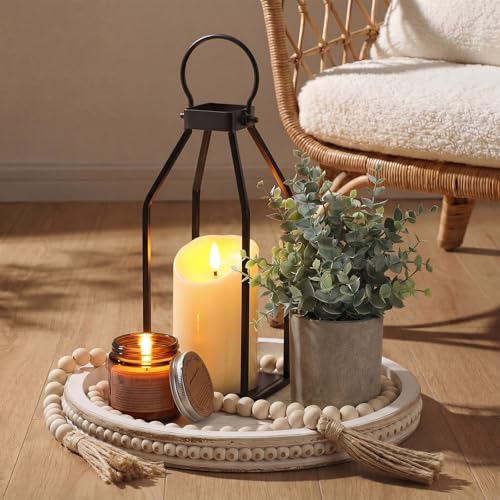 Novabright 6 Pcs Farmhouse Lantern Decor Set Candle Lanterns Simple Lines - style: Simple Lines
