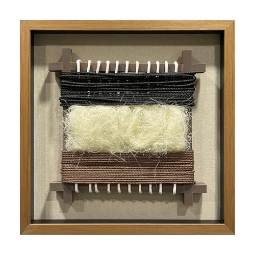 BrightA Modern Color Block Woven Rope Framed Contemporary Art - color: Black + Brown + Cream + Natural wood tone, size: 23.6"x23.6"