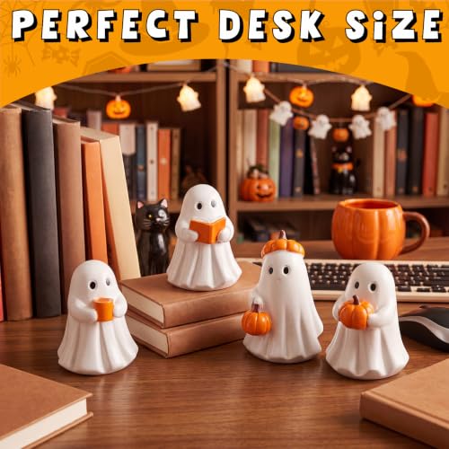 Leinuosen 4 Pcs Halloween Ghost Figurines Table Decor Ghost Drink Pumpkin - style: Pumpkin