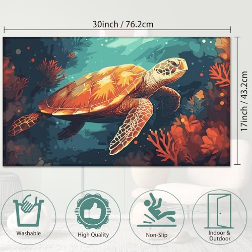 Orange Sea Turtle Door Mat, 17x30 Inch, Non-Slip, Water Absorbent, Easy to Clean, Indoor/Outdoor - color: Orange Sea Turtle