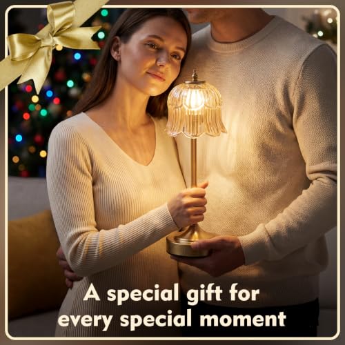 Flower Battery Operated Rechargeable Lamp Cordless, Tulip, Amber - color: Amber-Tulip