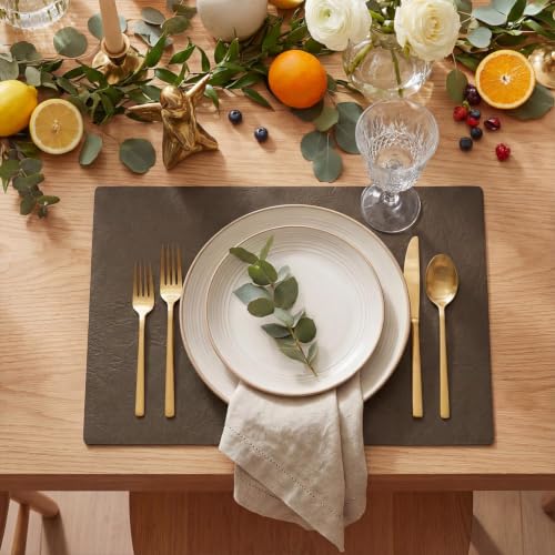 Artoid Mode Coffee Faux Leather Placemats Set of 6, 12x18 Inch Waterproof Wipeable Heat Resistant Vinyl Place Mats, Reversible Table Mats for Kitchen Dining Decor - color: Coffee, size: 12" x 18", Rectangular Set of 6