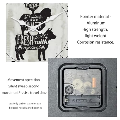 Small Farmhouse Kitchen Wall Clock 10 Inch - color: Gray, size: 10 Inch