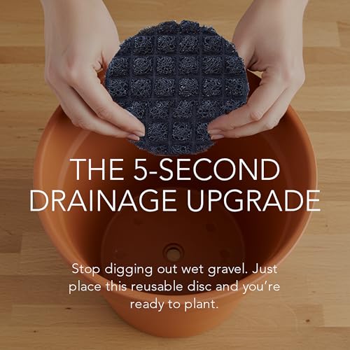 Drain Smart Planter Pot Filler & Drainage Insert – 3D Mesh Disc Replaces Rocks & Gravel – Keeps Soil in, Lets Water Drain Out – Reusable Liner for Indoor & Outdoor Pots (6" – 5 Pack) - size: 6" – 5 Pack