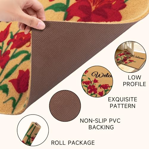 Vaukki Outside Welcome Doormat 24''x36'', Non Slip Coco Coir Door Mat - color: Welcome, size: 2' x 3' (Rectangular)