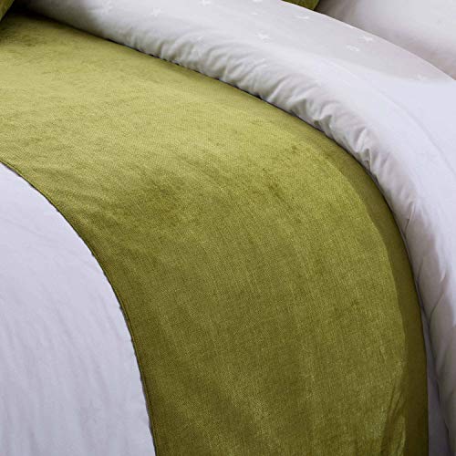 OSVINO Chenille Bed Runner Solid Breathable Modern Bedding Scarf Protection for Bedroom Hotel, Green, 240X50cm for 180cm Bed - color: Green, size: King