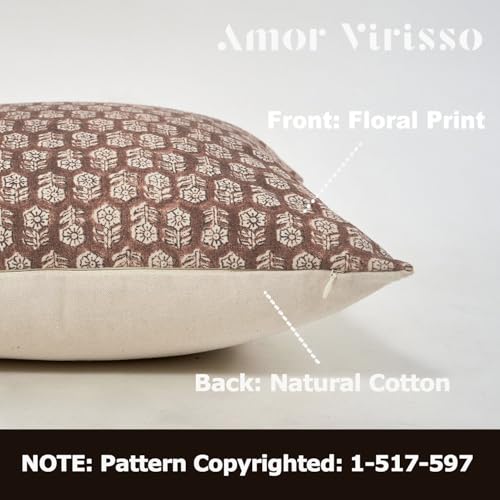 Amor Virisso Fall Floral Pillow Covers 18x18 Couch Pillows for Living Room Farmhouse Neutral Pillow Covers Decorative Throw Pillow Covers Accent Sofa Pillows 1PC, Cognac Brown - color: Cognac Brown, size: 18" x 18" (Pack of 1)