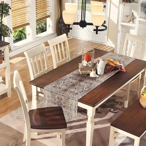 Snycler Table Runner Boho Table Runners Vintage Elegant Farmhouse Table Center Linen Decor for Home Dining Party Entrance (13x48 Inch) Boho-Brown - color: Boho-brown, size: 13" x 48"