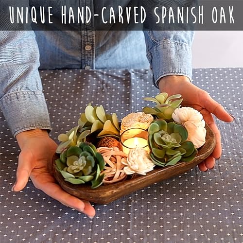 Decorative Bowl Home Decor Approx 10 Inch, Hand Crafted Spanish Oak - size: 10 inch oval