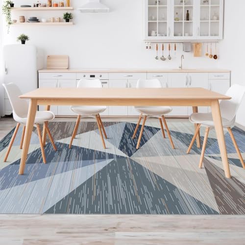 HOMFINE Washable Modern Area Rug - Geometric Style 5x7 Rugs for Living Room, Bedroom, Machine Washable Rug Soft Non Slip Non Shedding Area Rug - Blue, 5'x7' - color: Blue, size: 5' x 7' (Rectangular)