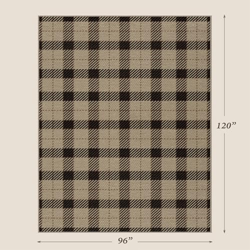 JTJ Easy Jute 8x10 Outdoor Rug, Washable Plaid Area Rug - color: Beige Plaid, size: 8' x 10' (Rectangular)
