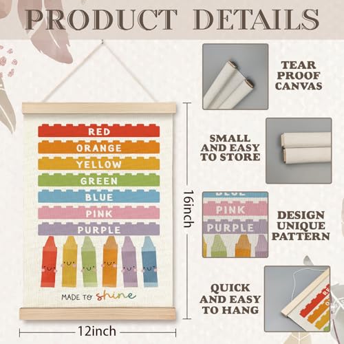 VGXKJIIOD Colorful Crayon Colors Educational Nursery Wall Art Poster 12x16 in, Colors Chart Learning Canvas Wall Decor Prints Sign Artwork for Kids Toddler Room Nursery Playroom Classroom Homeschool - color: Building blocks
