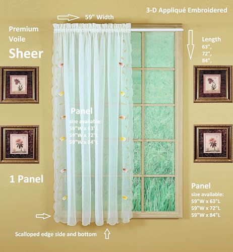 Today's Curtain,Vineyard 3-D Appliqué,Panel 63", Ecru, 59" W x 63" L - color: Ecru, size: 59"W x 63"L (Pack of 1)