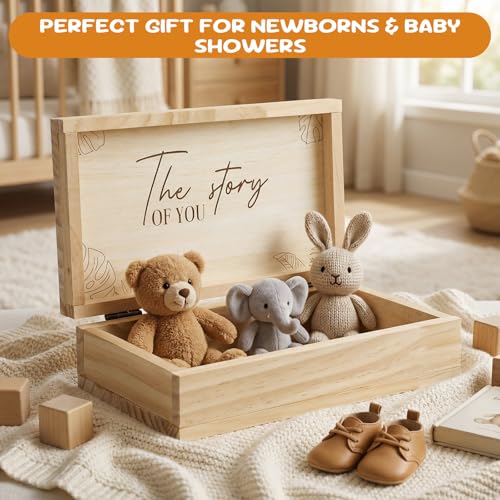 CroBlissful Safari Baby Keepsake Box Wooden Jungle Animals Memory Storage