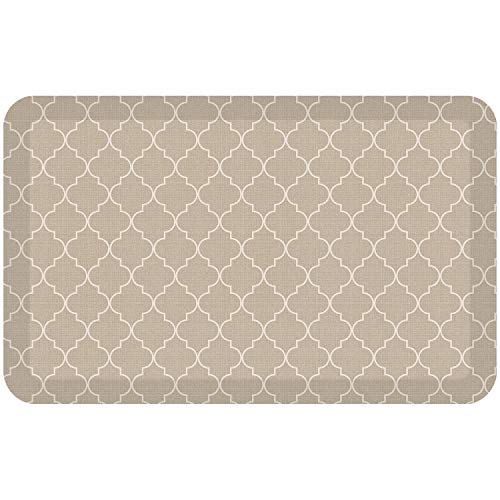 GelPro Anti-Fatigue Designer Comfort Kitchen Floor Mat, 20x32, Trellis Khaki Stain Resistant Surface with 3/4” Thick Ergo-Foam Core for Health and Wellness - color: Trellis Khaki, size: 32"L x 20"W x 0.8"Th