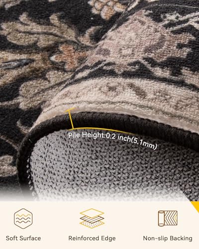 RELEANY Washable Area Rug, Runner 2'x9', Black/Neutral - color: Black/Neutral, size: 2' x 9' (Rectangular)