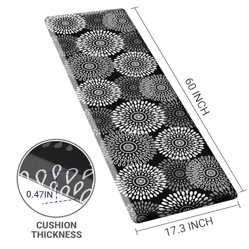 Kitchen Mat Water-Resistant Kitchen Rugs Cushioned Anti-Fatigue Floor Mat - color: Black, size: 60"L x 17.3"W x 0.5"Th