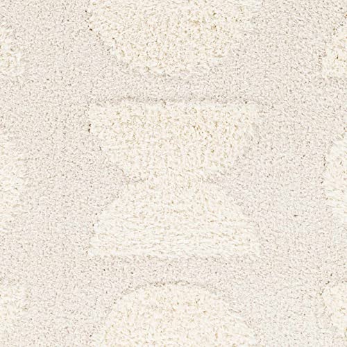 Hauteloom Dason Living Room, Bedroom Area Rug - Geometric Abstract Circles Square - Contemporary Modern Scandinavian Minimalist Tone - Off White, Beige, Medium Gray, Cream, White - 6'7" x 9' - size: 6'7" x 9' (Rectangular)