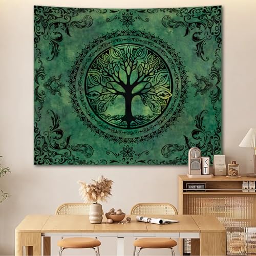 Green Boho Tapestry for Bedroom, Large Hippie Tree of Life Wall Tapestries - color: Green Tapestry, size: 60"L x 51"W