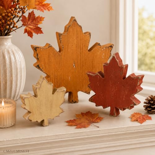 Wooden Leaves Fall Decor, Fall Decorations for Home - style: Maple