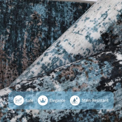 GarveeHome Washable Area Rug 3x5 Modern Abstract Blue Green - color: Mountain/Lake, size: 3' x 5'