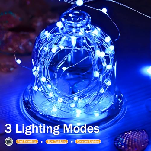 24 Pcs Blue Fairy Lights Waterproof 7Ft 20LED String Light - color: Blue, size: 24 PCS