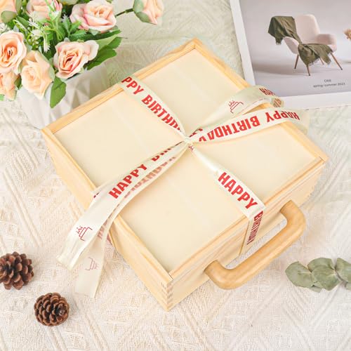 2 PCS Wood Boxes for Crafts, 8.86 x 8.86 x 3.35 Inch Wooden Box with Sliding Lid, Unfinished Wood Box with Handle for Party, DIY, Birthday - size: 2 Pack 8.86 x 8.86 x 3.35 inch