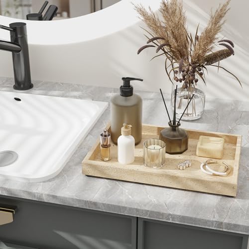 Marble Tray Bathroom, Pure Natural, 11.8x7.9x1.2 in, Travertine - color: Travertine