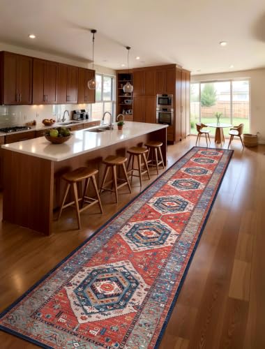 SERISSA 2'6"x18' Washable Non Slip Boho Runner Rug for Hallway,Rust - color: Rust/Multi, size: 2'6" x 18' (Runner)