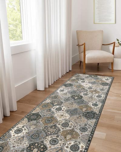 Lahome Moroccan Kitchen Runner Rug, 2'5''x8' Soft Washable Runner Non Slip - color: Dusty Grey Beige, size: 2'5'' X 8' (Runner)