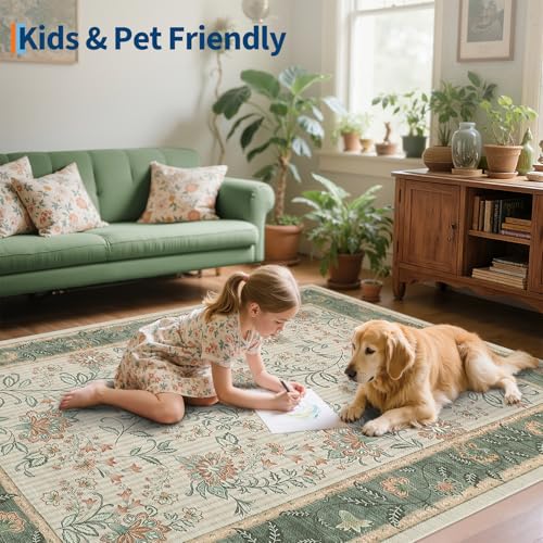 GarveeHome 8x10 Sage Green Washable Area Rug Living Room Bedroom Non Slip - color: Sage Green, size: 8' x 10' (Rectangular)