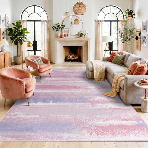 8x10 Area Rugs for Living Room, Modern Abstract Rugs Pink - color: Pink, size: 8' x 10' (Rectangular)