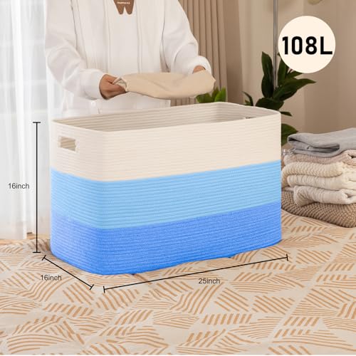 OIAHOMY 108L Extra Large Blanket Basket Dog Toy Basket Gradient Light Blue - color: Gradient Light Blue