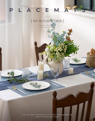Deep Navy Woven Placemats Set of 12 - Heat Resistant Non-Slip Place mats for Dining Table, Washable Durable PVC Vinyl Woven Table Mats(Deep Navy, 12) - color: C1- Deep Navy, size: Set of 12