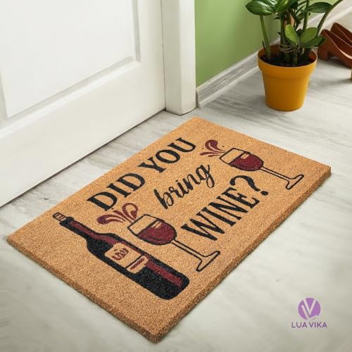 Funny Coir Door Mats Outside and Inside, Wine, 17 x 30 in - color: Wine