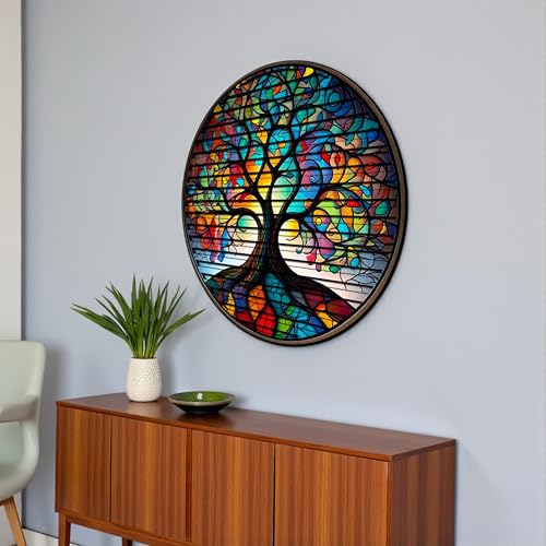 Tree Of Life, Carved Wood Wall Art, 3D Wall Decor, Home Decor, Housewarming Gift, Wall Hangings, Round Wall Art, Wooden Wall Decor,Home Art, Home Decor - color: Vitality, size: 27"L x 27"W