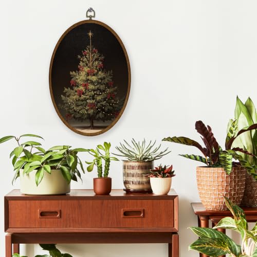 WULQYING Vintage Dark Christmas Red Bow Tree Oval Wall Decor Home 8.6x11.4 - color: Color10