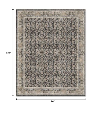 Washable 8x10 Area Rugs for Living Room Bedroom, Charcoal/Taupe - color: Charcoal/Taupe, size: 8' x 10' (Rectangular)