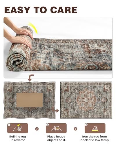 Roxstand 2x6 Washable Runner Rug, Non Slip Hallway Rugs Grey/Brown/Tan - color: Grey/Brown/Tan, size: 2'x6'(Runner)