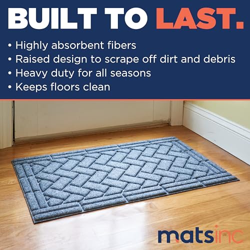 MATSINC Artisan Entry Front Door Mat - Rubber Back Indoor or Outdoor Entry Rug with Brick Design, Water Absorbing Rug, Made in The USA, 18" x 30", Slate - color: Brick - Slate, size: 18" x 30"