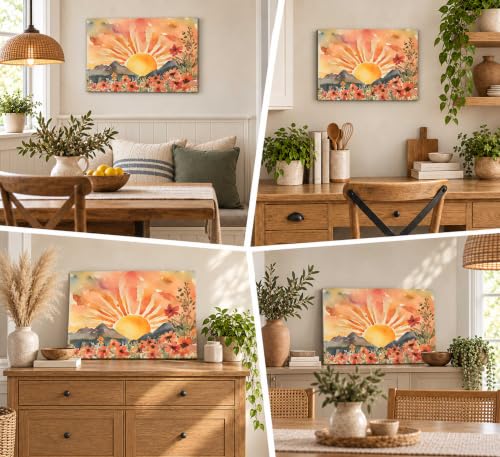 SXHANJXT Boho Sun Canvas Wall art - color: Sunrise-Canvas, size: 16"L x 12"W