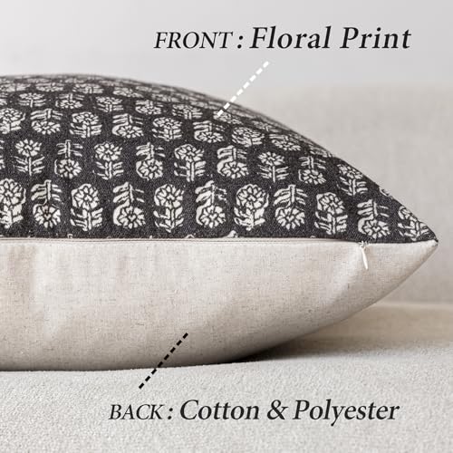 Foindtower Decorative Floral Print Throw Pillow Covers 18×18 Inch,Black - color: Black Sand, size: 18" x 18" (Pack of 2)