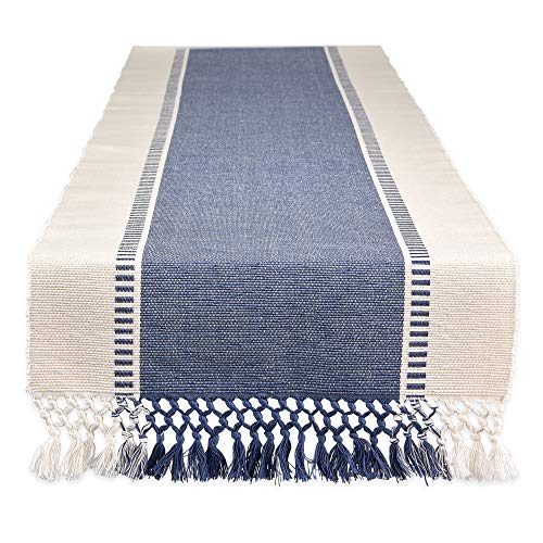 DII Dobby Stripe Table Runner, 13x72, French Blue & Cream Background - color: French Blue, size: 13x72"