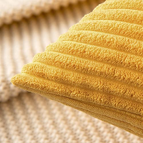 MIULEE Soft Corduroy Throw Pillow Covers Set of 2 12x12 Mustard Yellow - color: Mustard Yellow, size: 12" x 12" (Pack of 2)